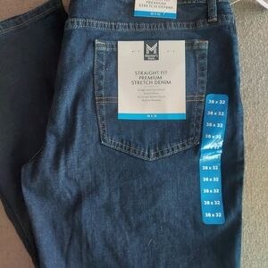 Men's Straight Fit Stretch Denim Jeans - Dark Blue